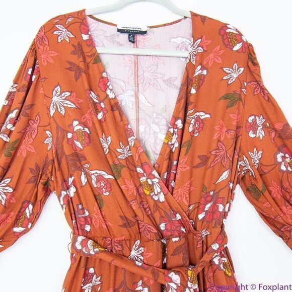 NEW Eloquii Elements Floral Print Midi Wrap Dress with Puff Sleeves, 16 - Picture 4 of 16